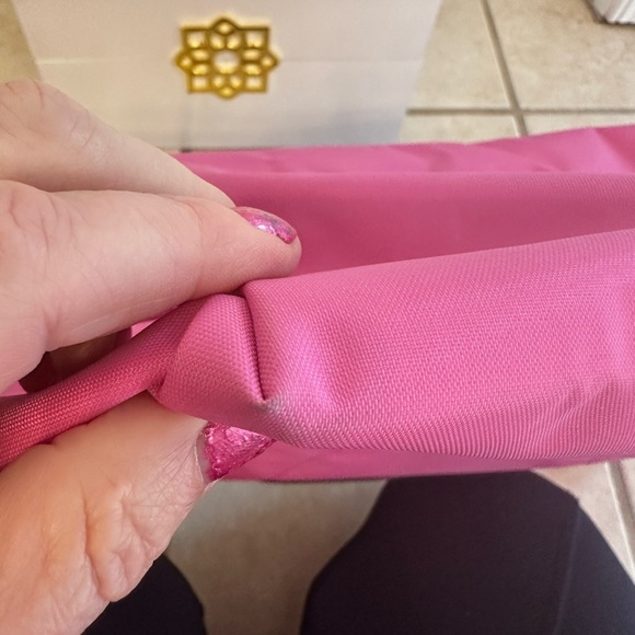 LongChamp LE Pliage Pink Small Nylon Canvas & Leather Trim Tote Travel Bag π - Picture 12 of 17